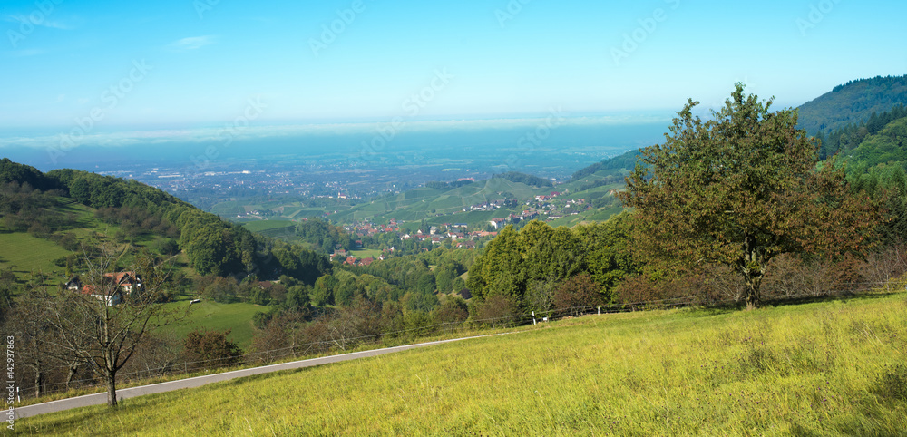 View from Sasbachwalden over the Rhine valley_Baden Wuerttemberg, Germany