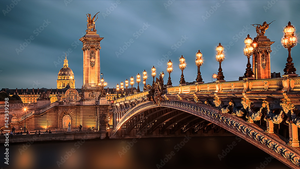 Alexandre III bridge in Paris - obrazy, fototapety, plakaty 