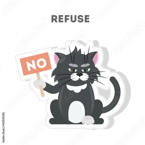 Cat says no. Isolated cute sticker on white background. © inspiring.team