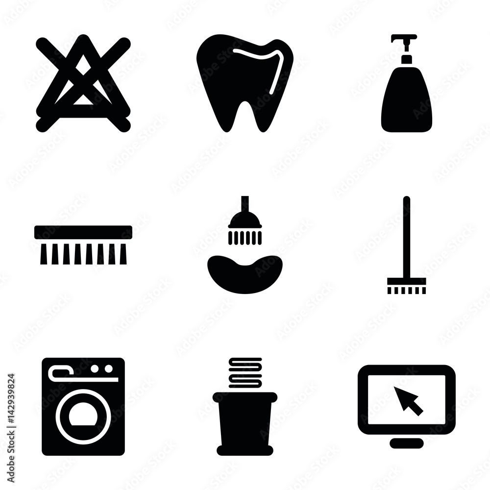 Set of 9 clean filled icons