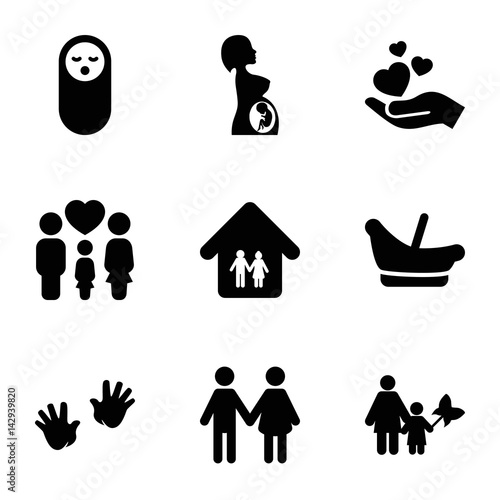 Set of 9 family filled icons