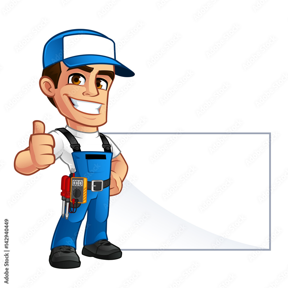 Vector illustration of an electrician, he wears work clothes Vector illustration of an electrician, he wears work clothes