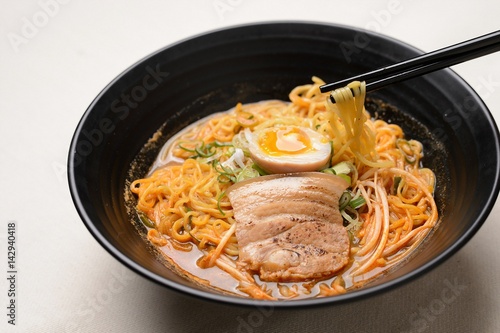 spicy ramen. Japanese style noodles.