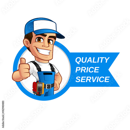 Vector illustration of an electrician, he wears work clothes