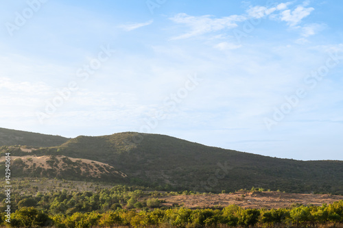 Country side out town blue sky and mountain landscape