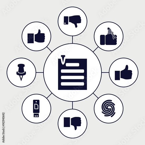 Set of 9 thumb filled icons