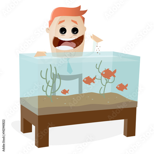 aquarium fishes hobby man clipart