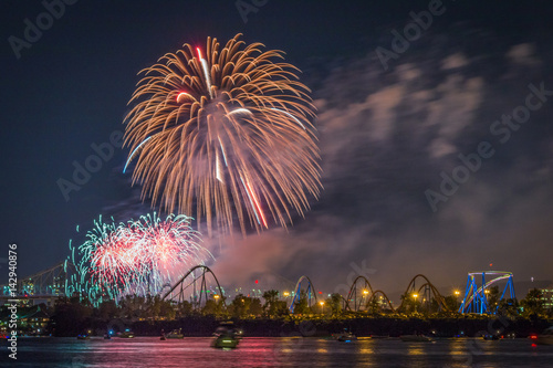 FIREWORKS OVER ST LAWRENCE RIVER