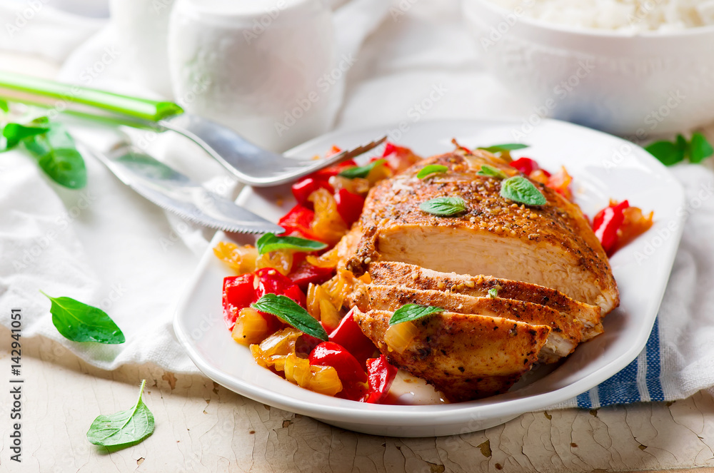 Grilled Chicken breast with vegetables Grilled Chicken breast with vegetables