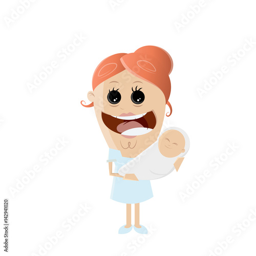 happy midwife with newborn baby