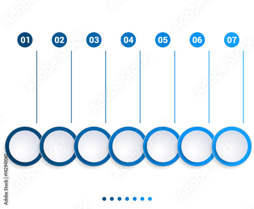 Monochrome Blue bubbles chart 7 steps