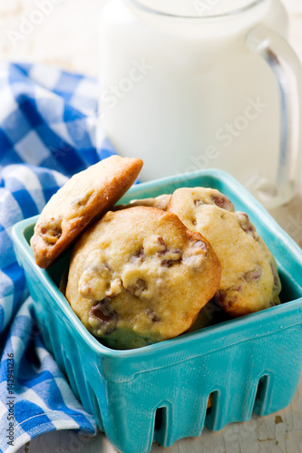 pecan and chocolate  cookies.style rustic photo