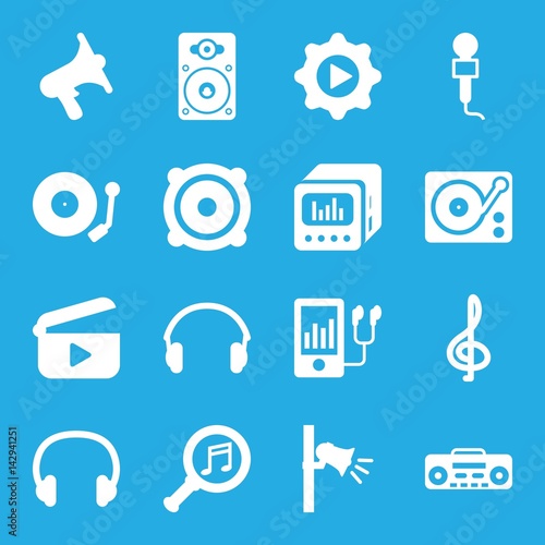 Set of 16 audio filled icons