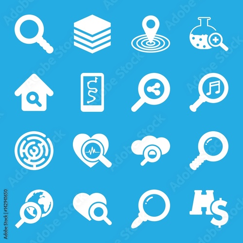Set of 16 search filled icons