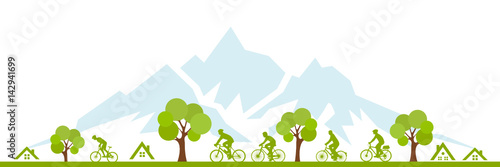 Silhouette Radfahrer Berge