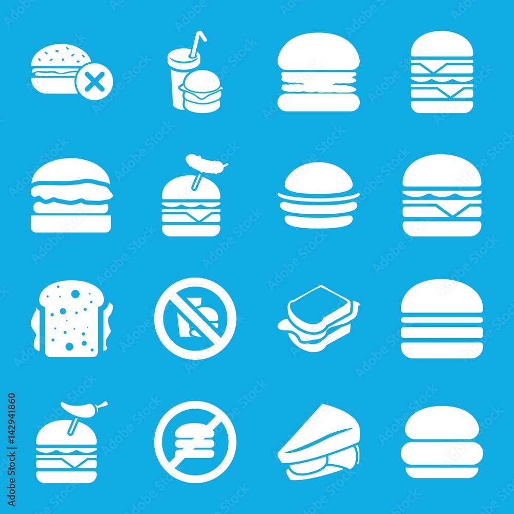 Set of 16 hamburger filled icons Set of 16 hamburger filled icons