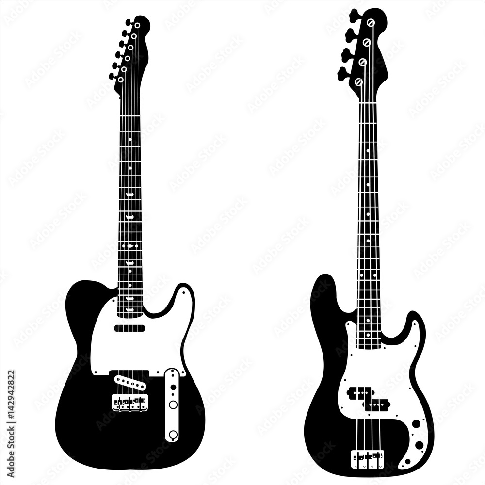 Fototapeta premium Set of isolated vector guitars