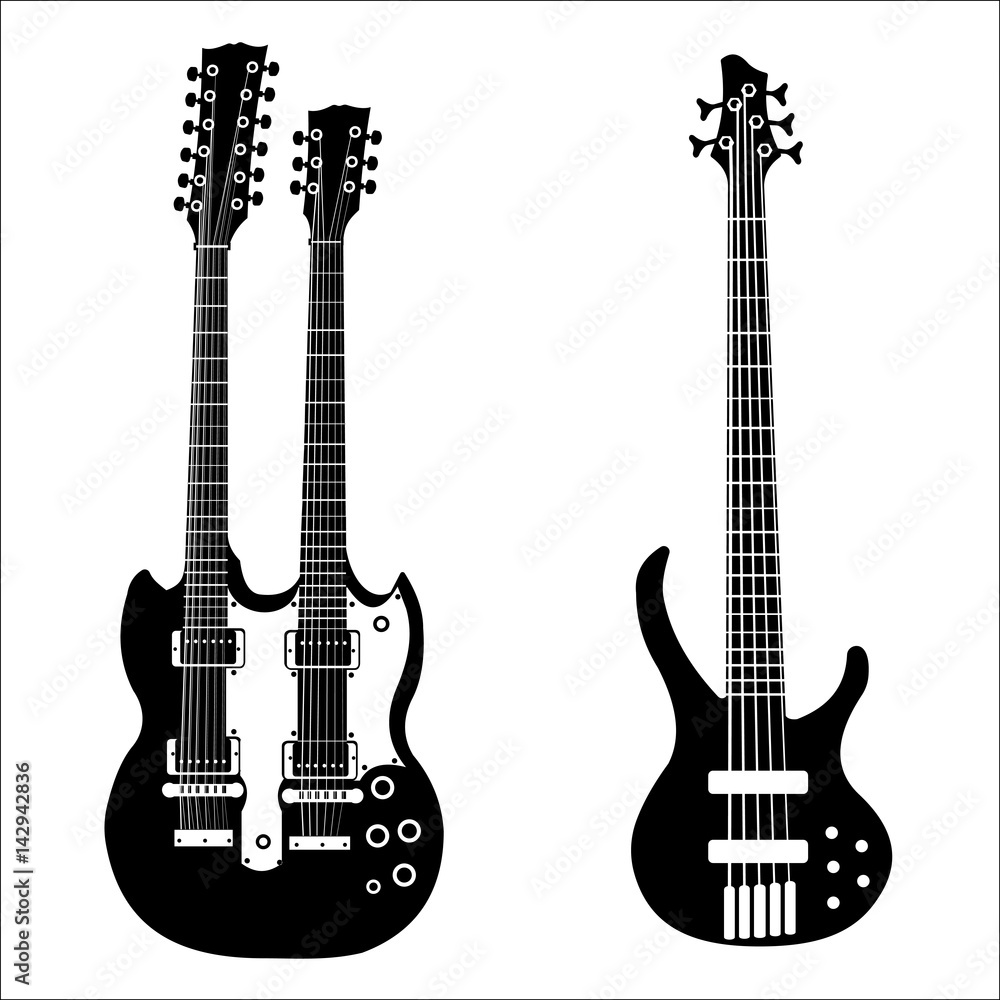 Obraz premium Set of isolated vector guitars