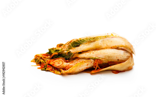 Korean  style salted cabbage Kimchi isolated on white