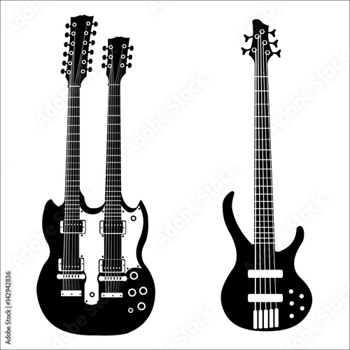 Set of isolated vector guitars