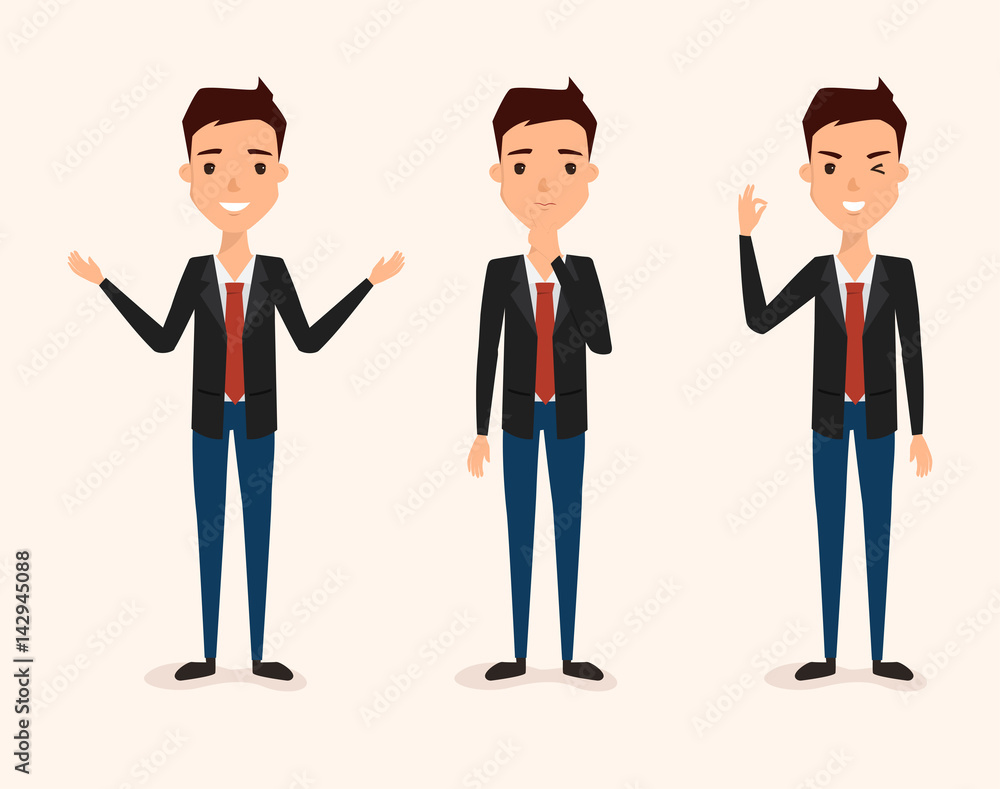 Professional business man character in suit. illustration people vector flat design. Professional business man character in suit. illustration people vector flat design.