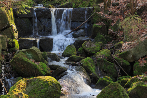 distant view of the cascade mountain stream