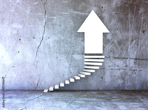 stairs and arrow for business growth and challenge