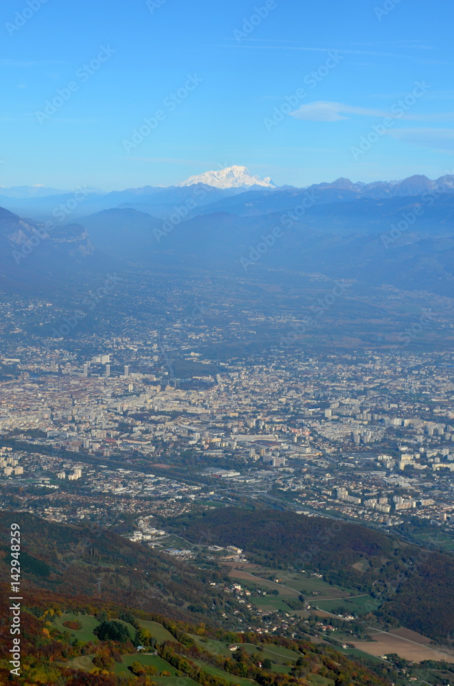 View of the Mont Blanc and Grenoble from the Vertige des Cimes, Vercors View of the Mont Blanc and Grenoble from the Vertige des Cimes, Vercors