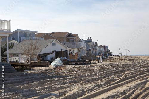 NEW YORK -November12:Destroyed homes during Hurricane Sandy in the flooded neighborhood at Breezy Point in Far Rockaway area  on November12, 2012 in New York City, NY © MISHELLA