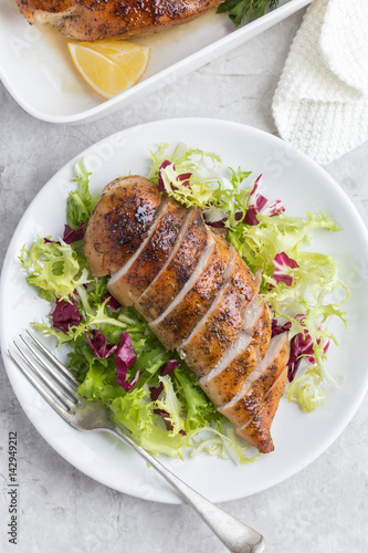 roasted  chicken breast with fresh salad