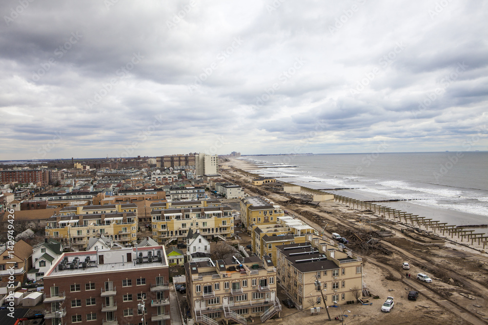 NEW YORK - November 1: Aftermath hurricane Sandy : panoramic view in Far Rockaway area   October 29, 2012 in New York City, NY