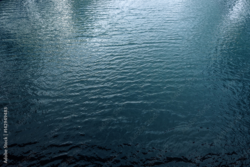 Fotografie Blue river water surface, aerial view