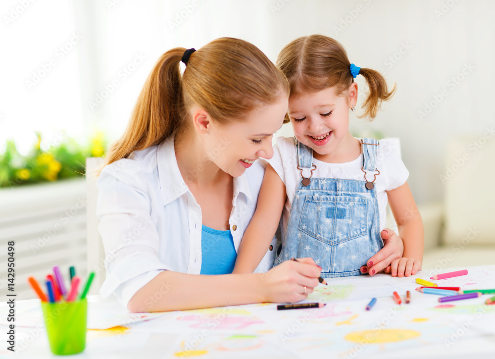 child girl painted postcard for mom to mother's day child girl painted postcard for mom to mother's day