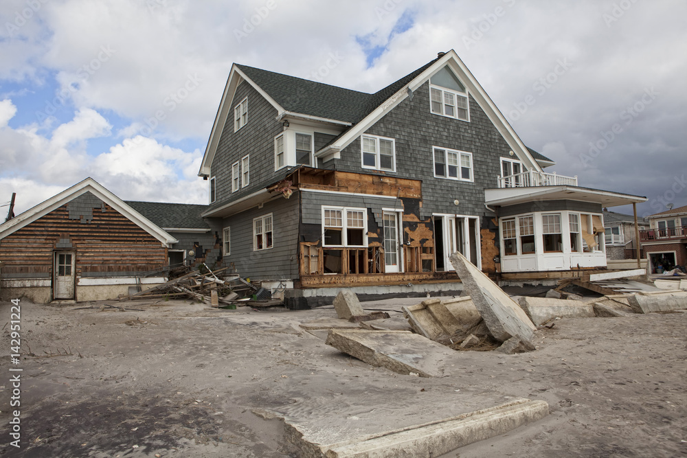 NEW YORK - October 31:Destroyed homes in Far Rockaway after Hurricane Sandy October 29, 2012 in New York City, NY