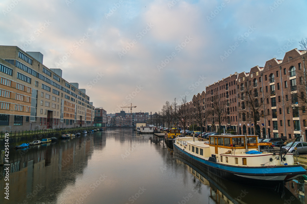 View on the Entrepot dok in Amsterdam, The Netherlands
