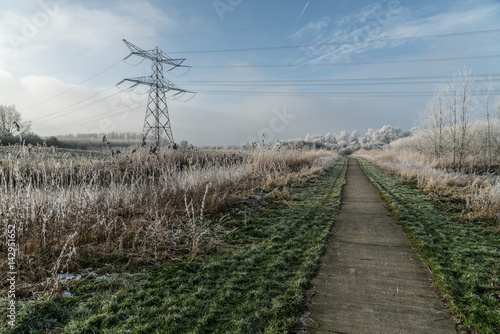 Winter view on Dutch landscape in the Flevoland provence