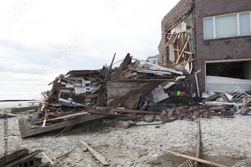 NEW YORK - October 31:Destroyed homes in Far Rockaway after Hurricane Sandy October 29, 2012 in New York City, NY