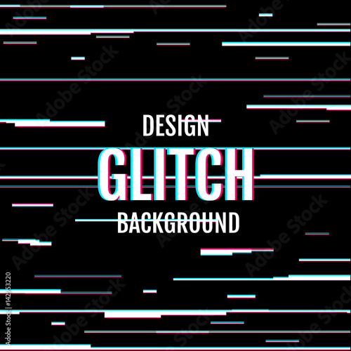 Black background with glitch effect. Use for design concepts, posters, banners, web, presentations and prints. Vector illustration.
