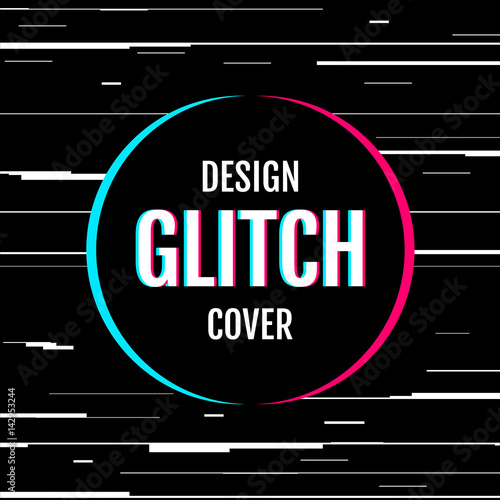 Black background with glitch effect. Use for Covers, Placards, Print, Web. Vector illustration.