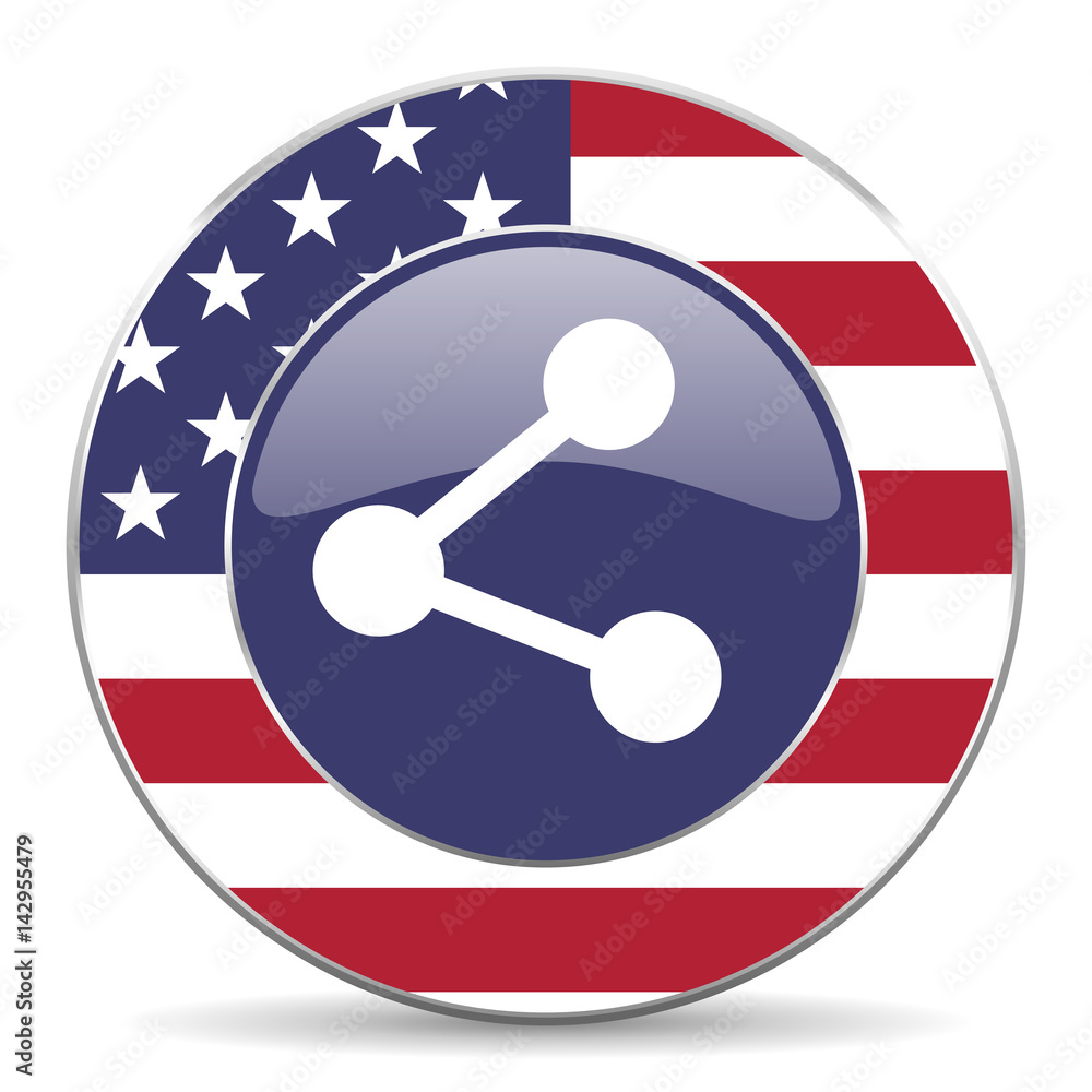 Share usa design web american round internet icon with shadow on white background. Share usa design web american round internet icon with shadow on white background.