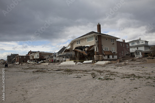 NEW YORK - October 31:Destroyed homes in Far Rockaway after Hurricane Sandy October 29, 2012 in New York City, NY