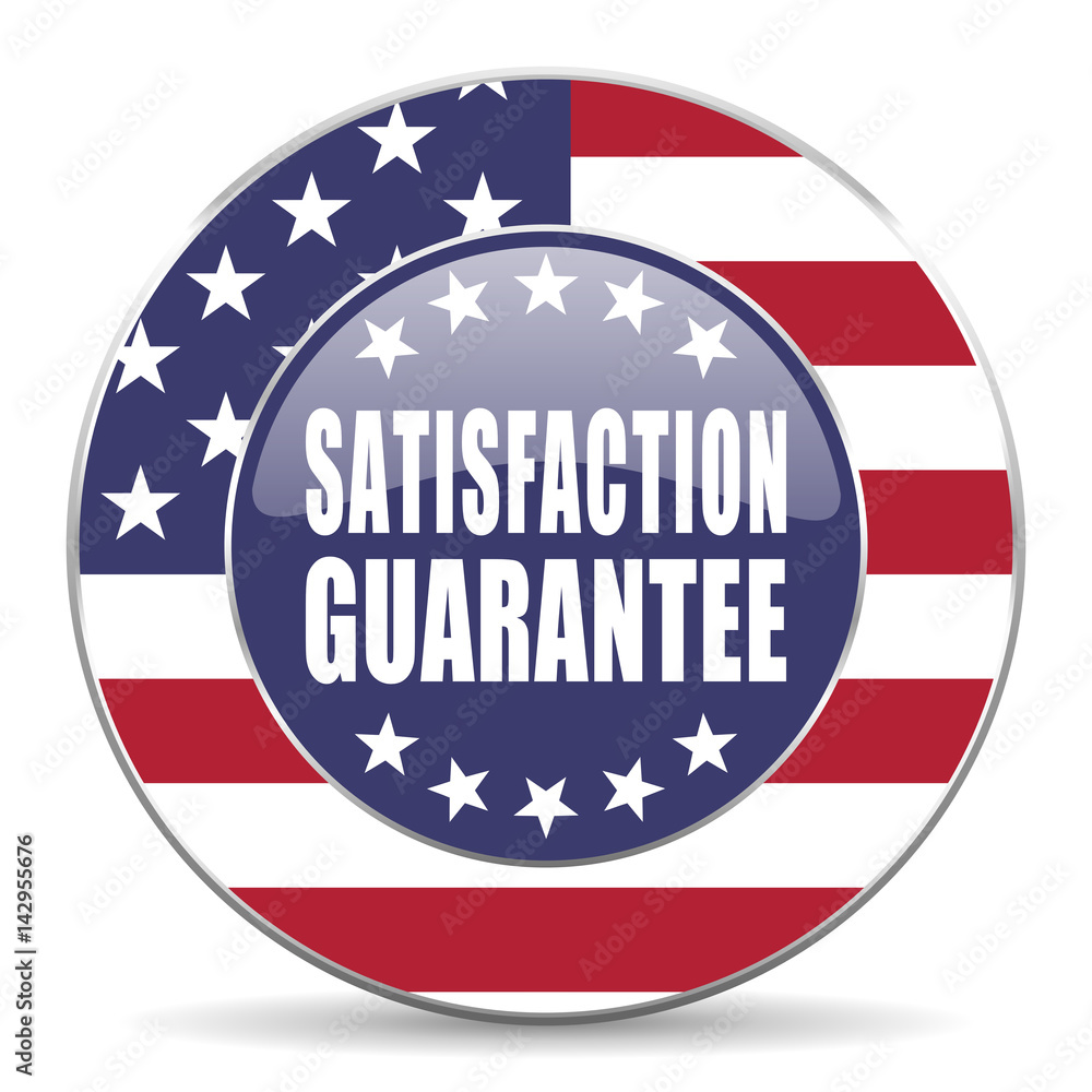 Satisfaction guarantee usa design web american round internet icon with shadow on white background. Satisfaction guarantee usa design web american round internet icon with shadow on white background.