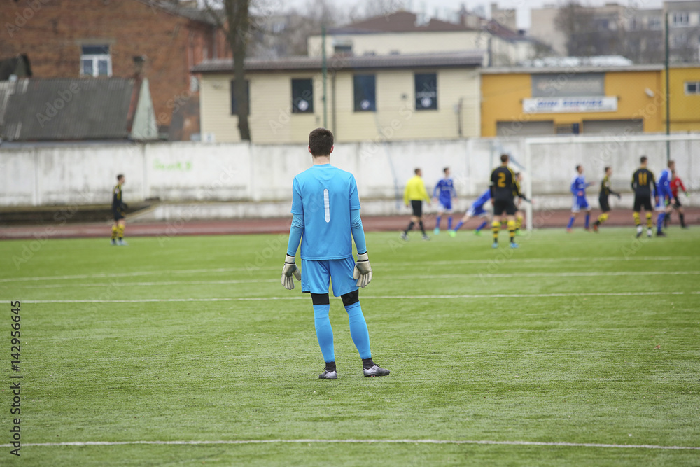 Rear view of soccer goalkeeper Rear view of soccer goalkeeper