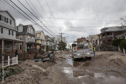 Canvas Print One of New York borough area after Hurricane Sandy