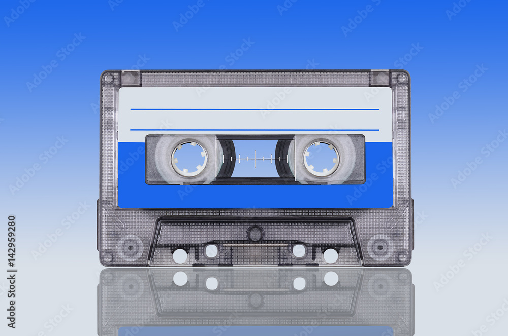Obraz premium audio cassette on cyan background