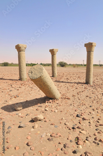 Granite columns of the ruined church on an island Sai, Sudan 