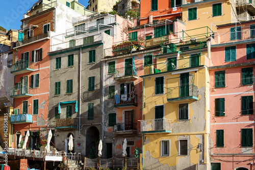 Colour architecture of Riomaggiore town in Cinque Terre National park, Italy © gorelovs