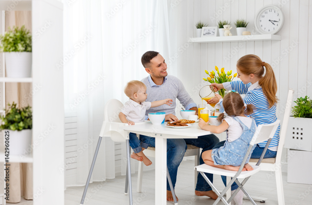 Happy family at breakfast Happy family at breakfast