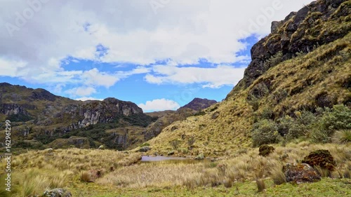 View on the Andes mountains in the Cajas National Park close to Cuenca Ecuador
