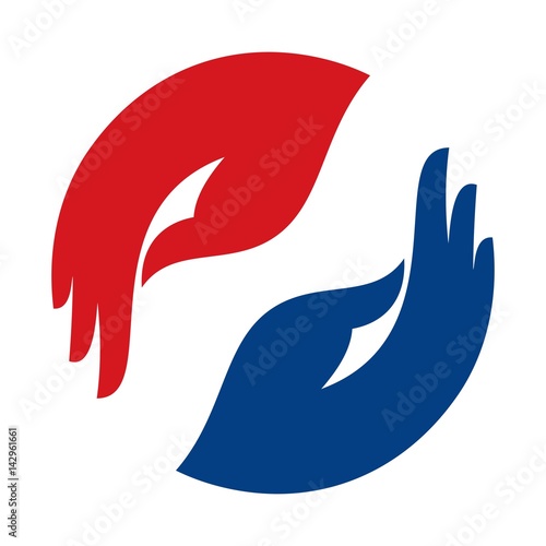 two hand logo vector.